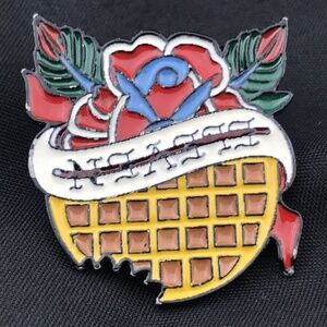 Eleven Waffles Enamel Pin I Hate Mondays Heart Waffle Goth Tattoo Art
